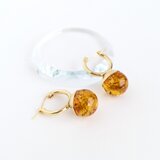SUS316ピアス[Amber ball/Gold] 琥珀 アンバー バルト海 天然石 サージカルステンレス
