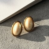 PM60-【 Monet 】モネ・ヴィンテージピアス 1980's Oval Faux Pearl Gold Tone