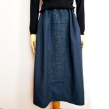 スーパーファイン・フラノ＆ピュアウール・ネップツイード・グレンチェック・ ロングスカート