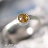 【大粒！】Yashのローズカット　ナチュラルダイヤモンド・シルバーリング【イエロー・ナッツ】