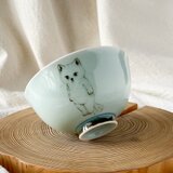 チコロット❤️Sサイズ❤️すべて手描き❤️染付け❤️ご飯茶碗❤️猫❤️苺❤️お子さまにも❤️可愛い