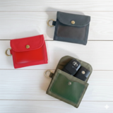 倉敷帆布　栃木レザー　マルチポーチ　キーケース 小物入れ　本革 ヌメ革 　　レッド　カーキ　ブラック