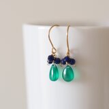 14kgf：グリーンオニキスとソーダライトのピアス（イヤリング）№9209