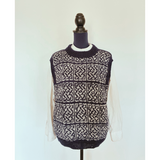 【一点もの】和の情景を編み込む手編みの編み込みベスト〜ユニセックスサイズ〜