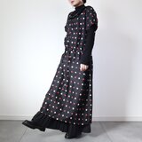 銘仙のウエストリボンの丸襟ワンピース（水玉・L）