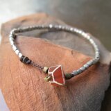 アンティーク　チンシルバー　＋　エッチドカーネリアン　＆　オリッサブラス　ブレスレット　百世 momotose（東）