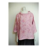 1２4　1点物　リップル羽織リメイク　プルオーバーブラウス　３シーズン　ツイスト衿　リラックス　ピンク