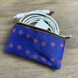 【足あと】畳縁　ぺたんこ　ミニポーチ　カードケース　小銭入れ　肉球　紺　ピンク　犬　猫