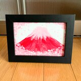 桜赤富士山 （春の訪れ）原画　ハガキサイズのコピー