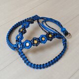 パラコード ハーネス　胸元に花モチーフを配した小型犬用　