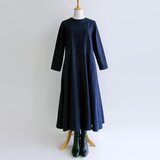 久留米織＊トリコロールドット柄のフレアワンピース【受注製作】