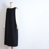 ツイルのＡラインジャンパースカート　ブラック　秋冬