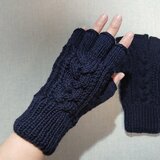 メリノウール100% 指なし手袋濃紺(メンズM〜L)スマホ対応のコピー