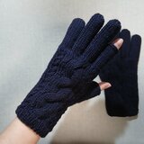 スマホ対応手袋メリノウール100% 濃紺(メンズM)