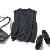 大人の上質スタイル　ウール Vネックベスト　ウール100％　ダークグレー260118-3