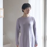 ラベンダー染め　とろける肌触りエアニット　長袖チュニック【オーガニックコットン100%】