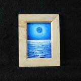 油絵 油彩 油彩画 絵 絵画 ミニ絵画【青い満月】