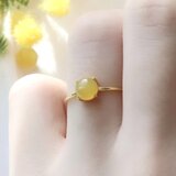 ミモザの指輪　イエローカルセドニー の一粒リング｜天然石｜ゴールド/シルバー ーMimosaー