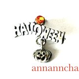 【アメリカ製　パンプキンが揺れる　silver  ハロウィン　ピンブローチ】シルバー