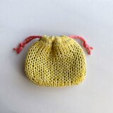 梨。/   手編みの巾着　no239