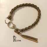 ☆本革グレーのタッセル付きストラップ　（1点限定）(#1237)