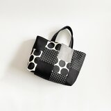 一点物｜モノトーンドット パッチワークトートバッグ｜A4対応・マチ付き