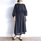 フォーマルに♪　ジョーゼット風ドローストリングワンピース（ブラック）