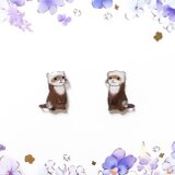 ～小さなピアスシリーズ～フェレットのピアス/ノンホールピアス(樹脂イヤリング)