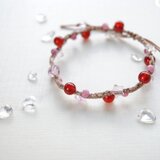 レッドアゲートとフローライトのお星さまブレスレットｂ