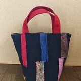 裂織りバケツ型バック