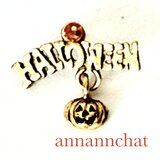 【アメリカ製　パンプキンが揺れる　gold ハロウィン　ピンブローチ】ゴールド