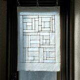 ポジャギ　リネン　シルク　白　小窓