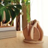 PLUZ｜木板の立体パズル×花瓶×ストーン⑤　一輪挿し／組み木／ヒ⑤キ／癒し／名入れ無料／ギフトラッピング無料