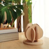 PLUZ｜木板の立体パズル×花瓶×ストーン⑥　一輪挿し／組み木／ヒノキ／癒し／名入れ無料／ギフトラッピング無料