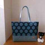 ドット柄生地のビッグトートバッグ　難あり