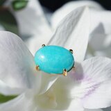 大粒アマゾナイトの14mmのカボション爪留めリング　～希望の石