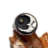 一点物シルバーアクセサリー　お月様と金色の星　シルバーフリーリング
