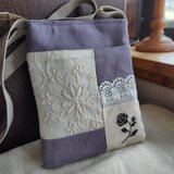 アンティークレース*クロスステッチ*スマホショルダー*薔薇