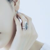 リング「Black Labradorite」ripple stone long