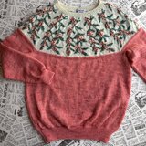 丸ヨークセーター　コーラルピンク