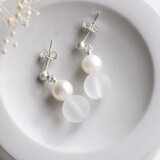 silver925 淡水パール×フロストクォーツ ピアス/イヤリング ーPowder Snowー