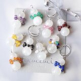 【イヤーカフ】「9色のマフラーを巻いた雪だるま」片耳 天然石 誕生石 メンカラ 推し活 ギフト プレゼント