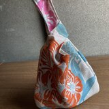 トロピカルフラワー　帯リメイクハンドバッグ