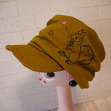 圧縮ウールニット生地で作ったニットキャップ（どんぐり見つけた！）