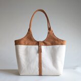 8号帆布のたっぷり入るツートントート(キャメル×生成)