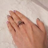 エレクトロフォーミング＊原石アクアマリン＊ヴィンテージフランス＊フィリグリー＊銅＊リング*E-16