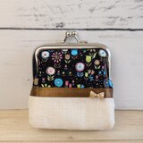 黒地に色とりどりの小花がかわいい手のひらサイズのがま口