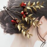 南天ルスカスゴールドリーフ髪飾りS s size 振袖　成人式　謝恩会　花嫁