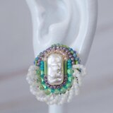 おゃべりなピアス・イヤリング65｜ビーズ刺繍×ピンク×大ぶり×選べる金具×一点物×サージカルステンレス