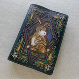 文庫サイズブックカバー 刻印、拭き染め 牛革